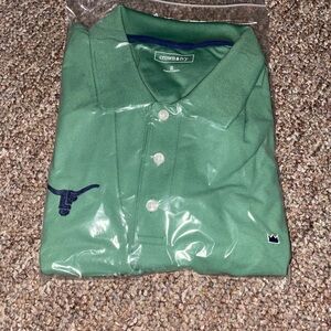 crown & ivy Mint Green Polo with Navy Embroidery